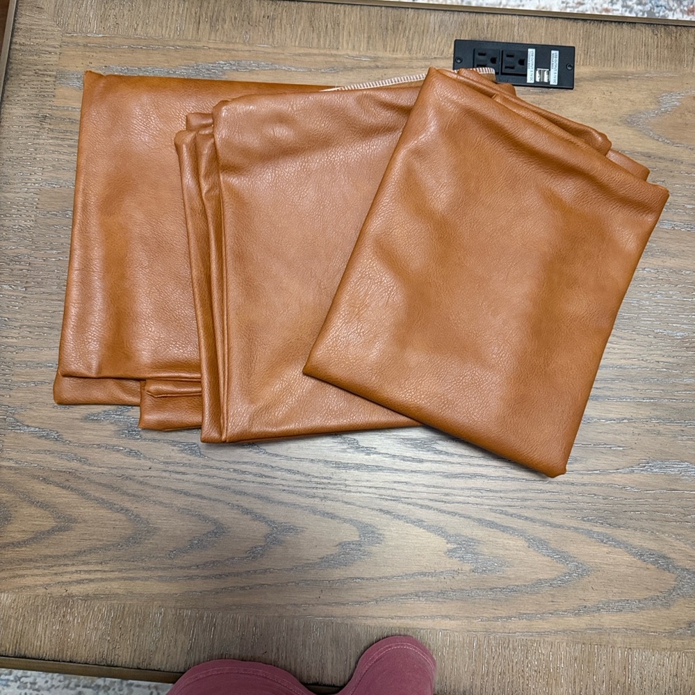 Tan Faux Leather Euro Pillow Covers